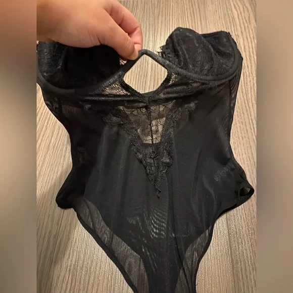 Dynamite Mesh and Lace Thong Bodysuit - Picture 3 of 8